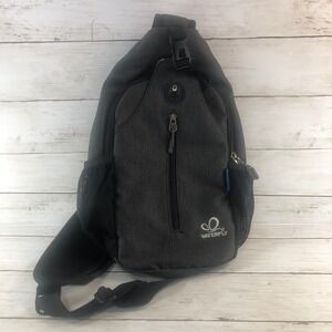 Waterfly Sling Backpack Charcoal Gray Crossbody Bag Hiking Travel Earphone Port